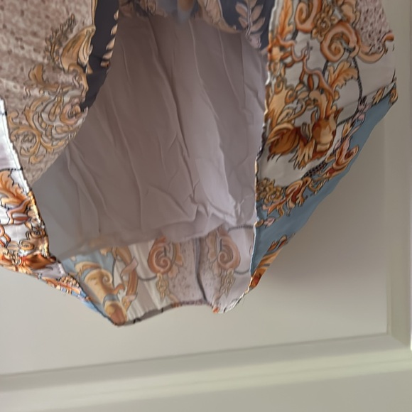 ZARA girl flowy PLEATED FLORAL leaf A-line DRESS band collar short sleeve size 8 - Picture 4 of 8